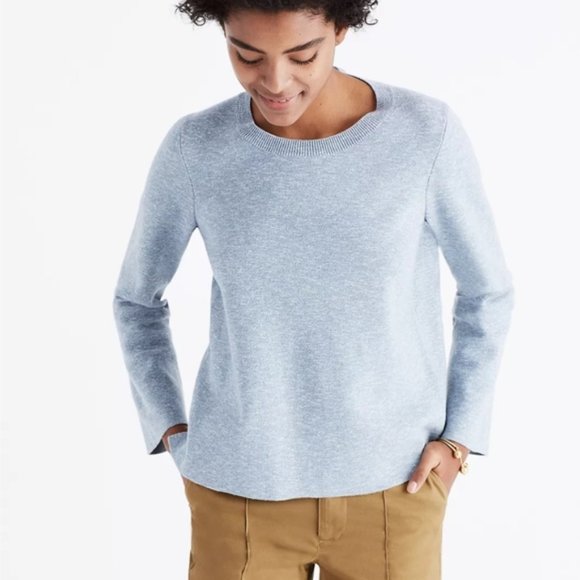 Madewell Laced Back Pullover Sweater in Light Gray - Picture 4 of 13